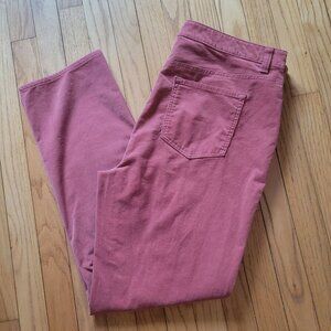 Talbots Womens High-Waist Straight-Leg Corduroy Pants Size 16 Rose Pink
